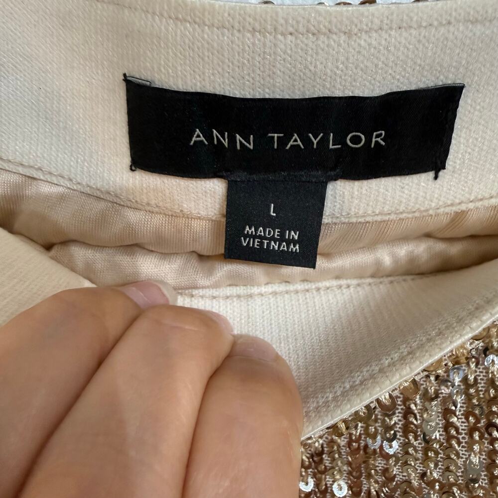 Ann Taylor Gold Sequin Pencil Skirt Sz L - Picture 5 of 9